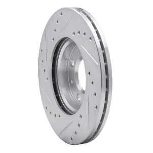Dodge Attitude Brake Rotor (1) - Front Right - R1 Concepts - Drilled & Slotted - Silver - `12-`25